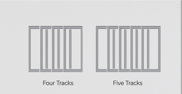 WT-105B Series sliding door is available in two track configurations