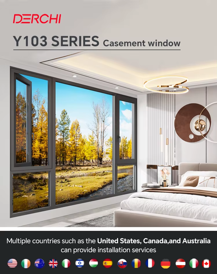 Y103 Aluminum Casement Window for Double & Triple Pane Glazing