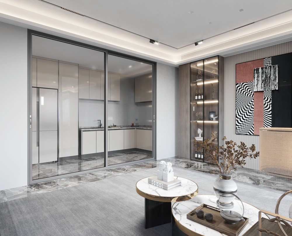 WT-103 Series top hung sliding door fitted at a meeting room entrance in an office building