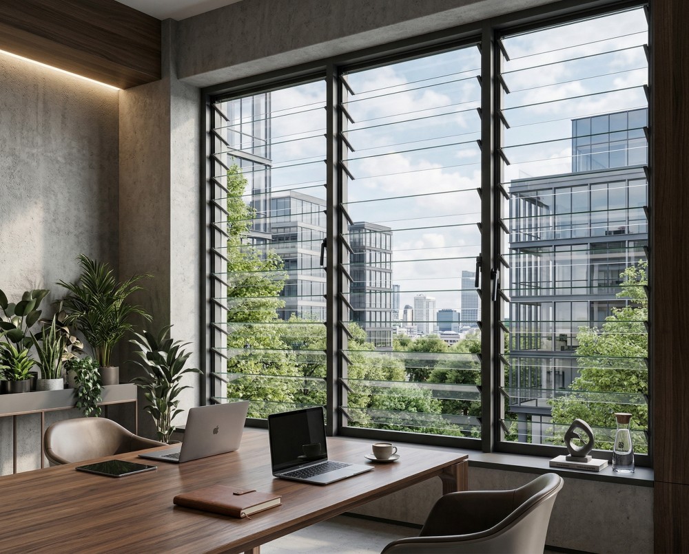 वाणिज्यिक ग्लास लौवरेड विंडो सिस्टम