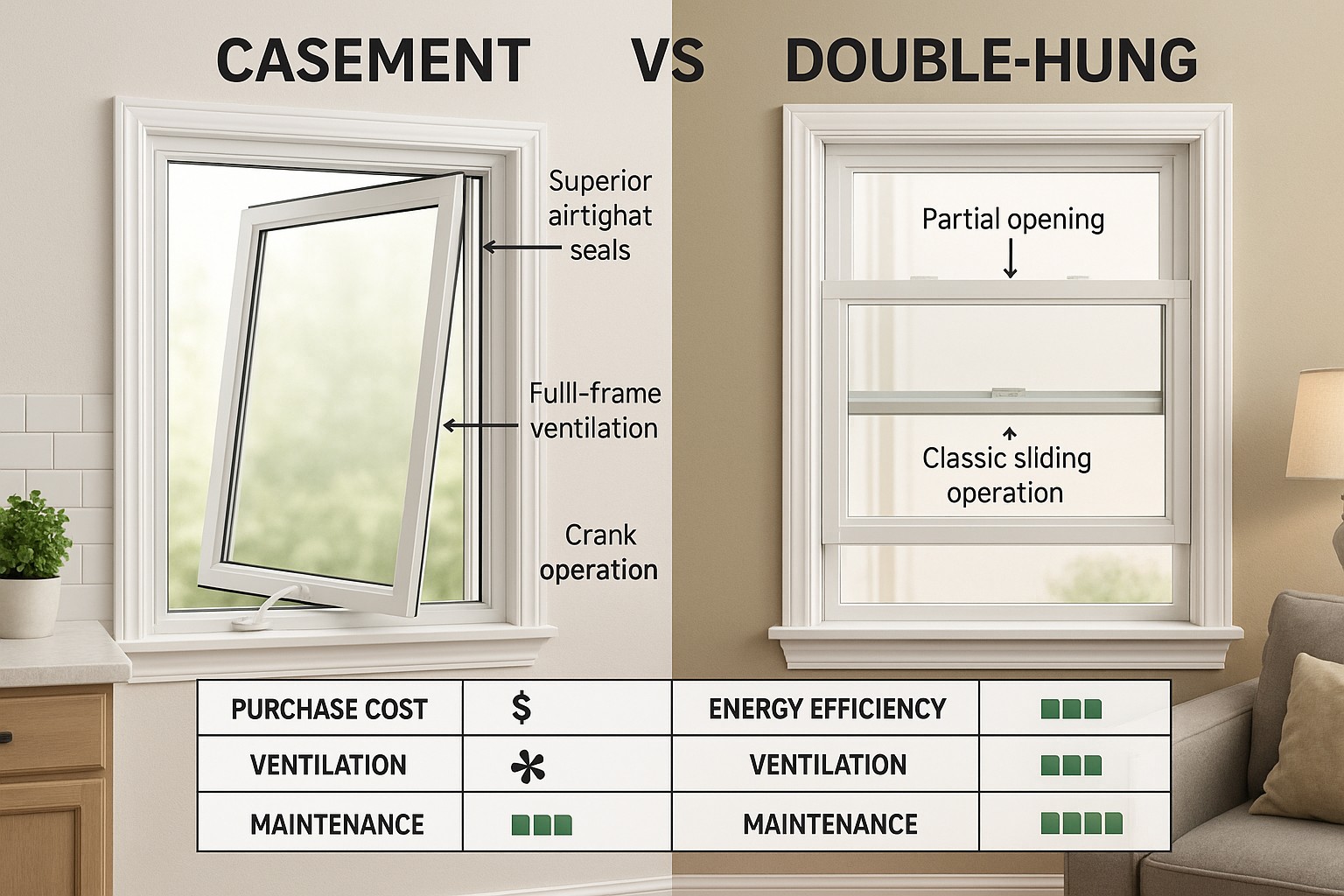 Casement vs Double Hung
