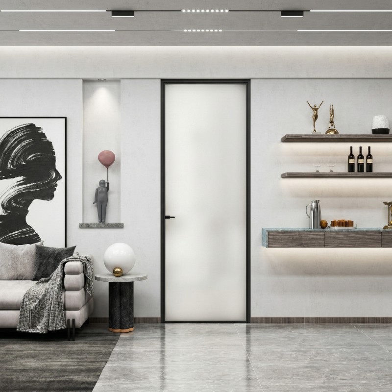 Tempered glass narrow swing door