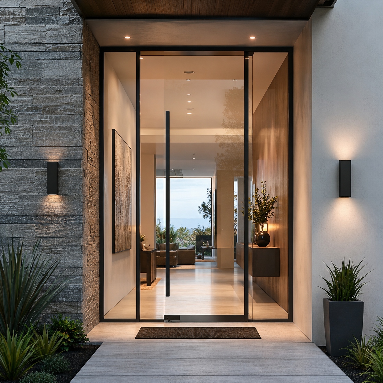modern full glass front door